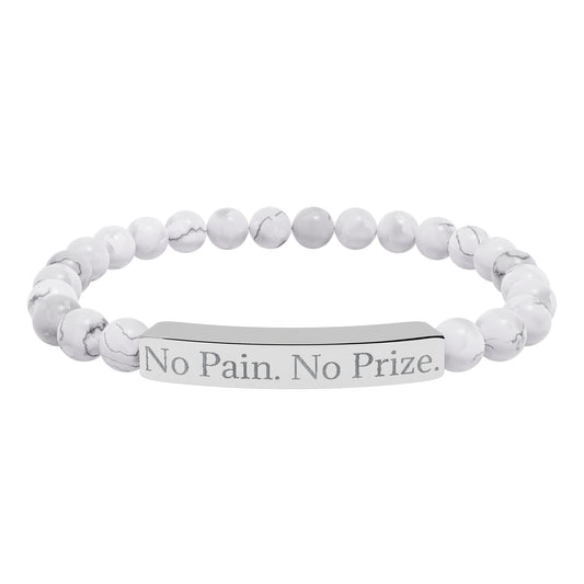 No Pain, No Prize - Natural Stone Stretch Bar Bracelet
