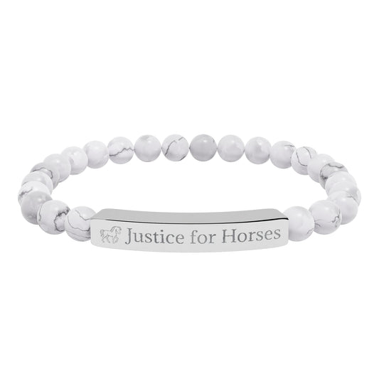 Justice For Horses - Natural Stone Stretch Bar Bracelet