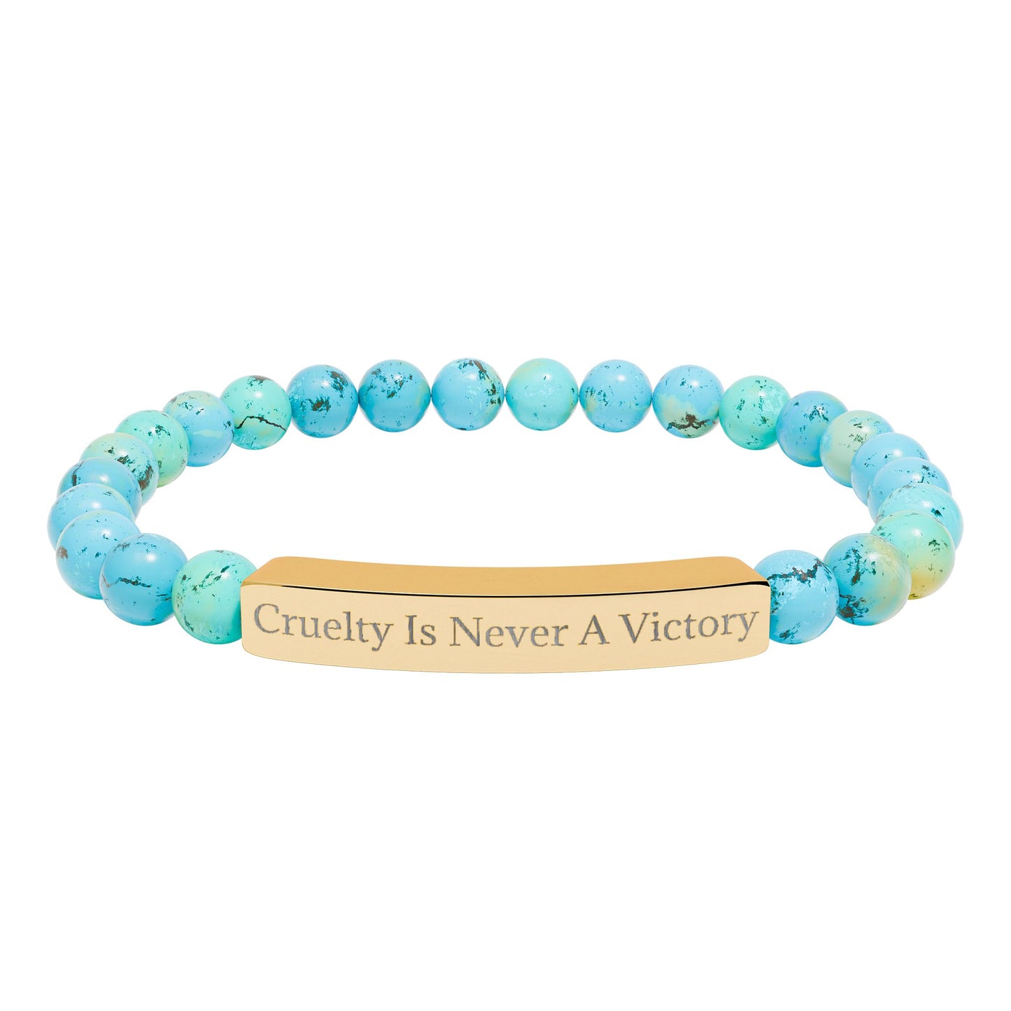 Cruelty Is Never A Victory - Natural Stone Stretch Bar Bracelet