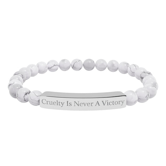 Cruelty Is Never A Victory - Natural Stone Stretch Bar Bracelet
