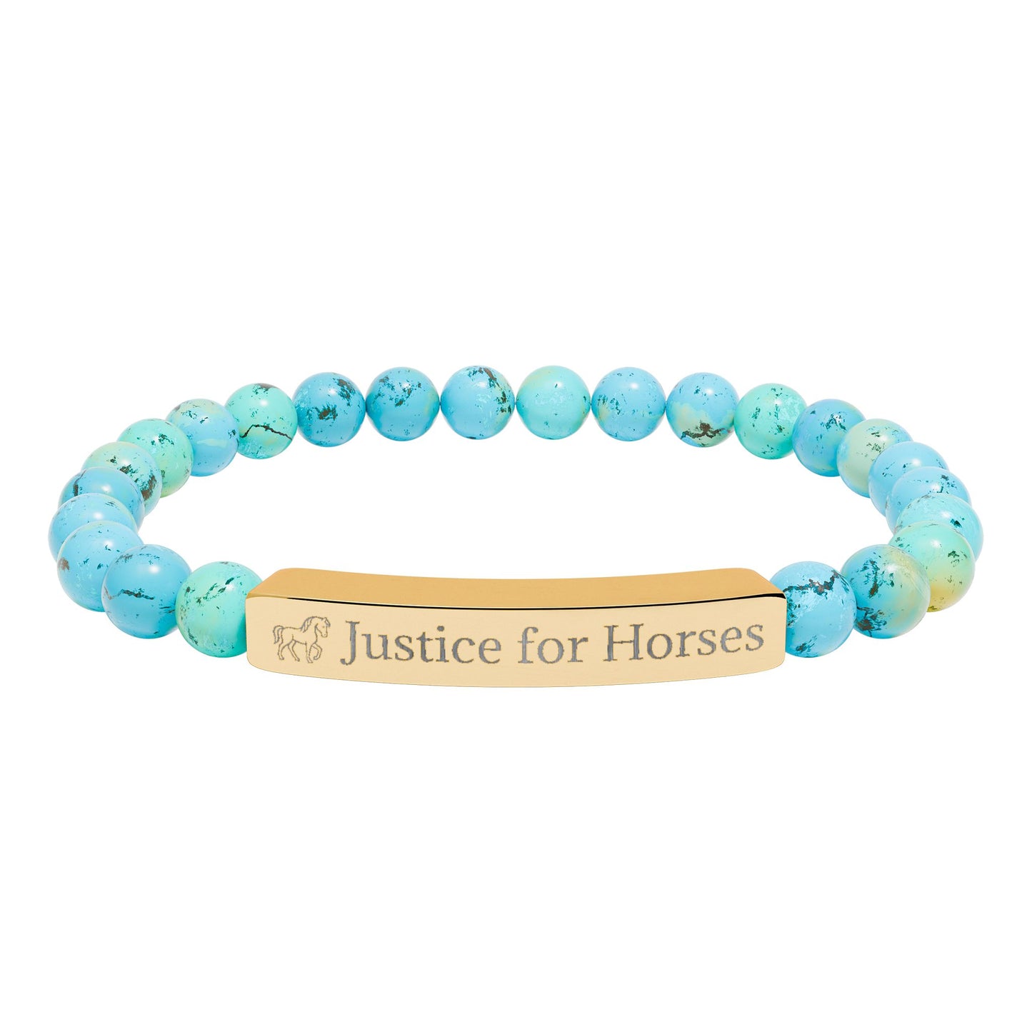 Justice For Horses - Natural Stone Stretch Bar Bracelet