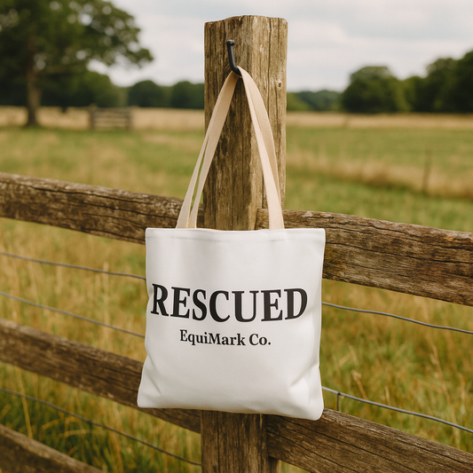 RESCUED Tote Bag – EquiMark Co. (16" × 16")