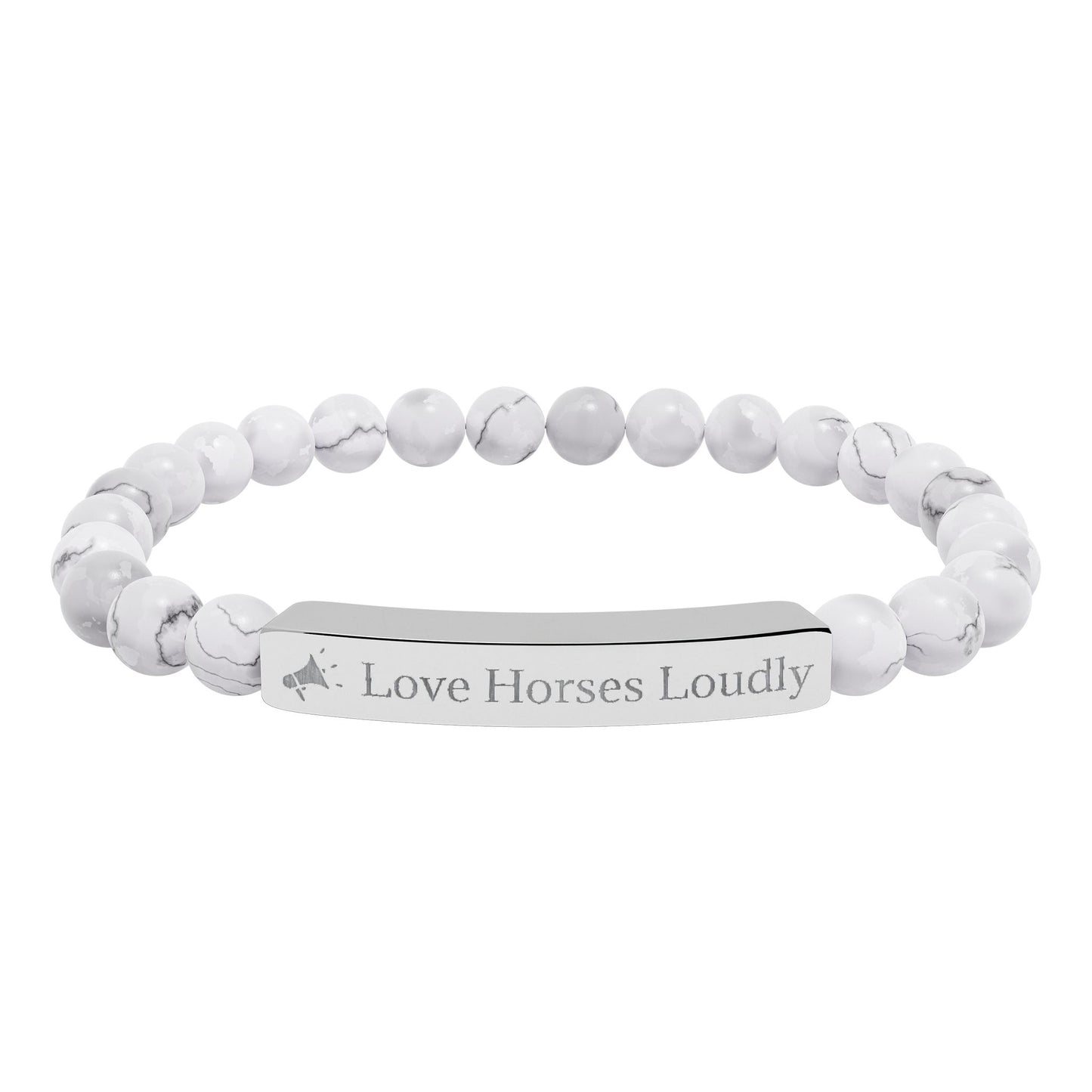 Love Horses Loudly - Natural Stone Bar Bracelet