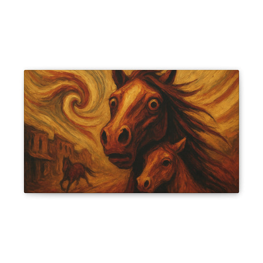 Desert Warning — Mare & Foal Canvas Wall Art
