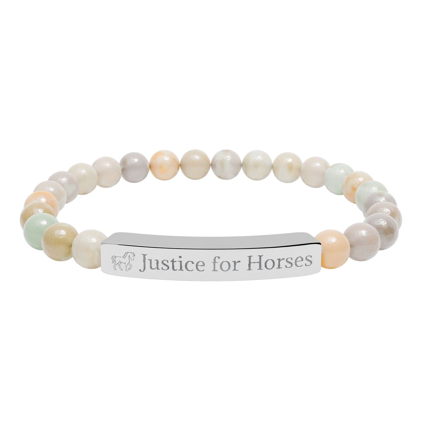 Justice For Horses - Natural Stone Stretch Bar Bracelet