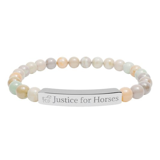 Justice For Horses - Natural Stone Stretch Bar Bracelet
