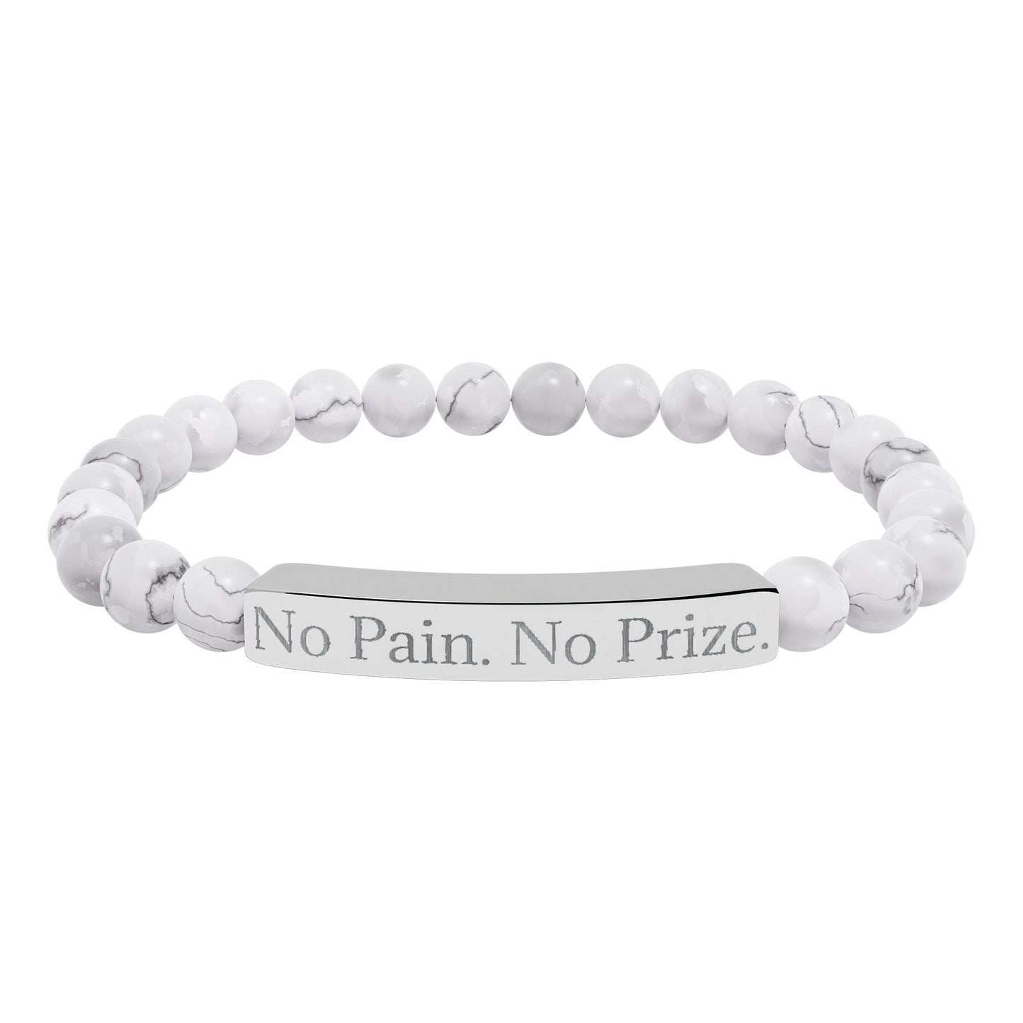 No Pain, No Prize - Natural Stone Stretch Bar Bracelet