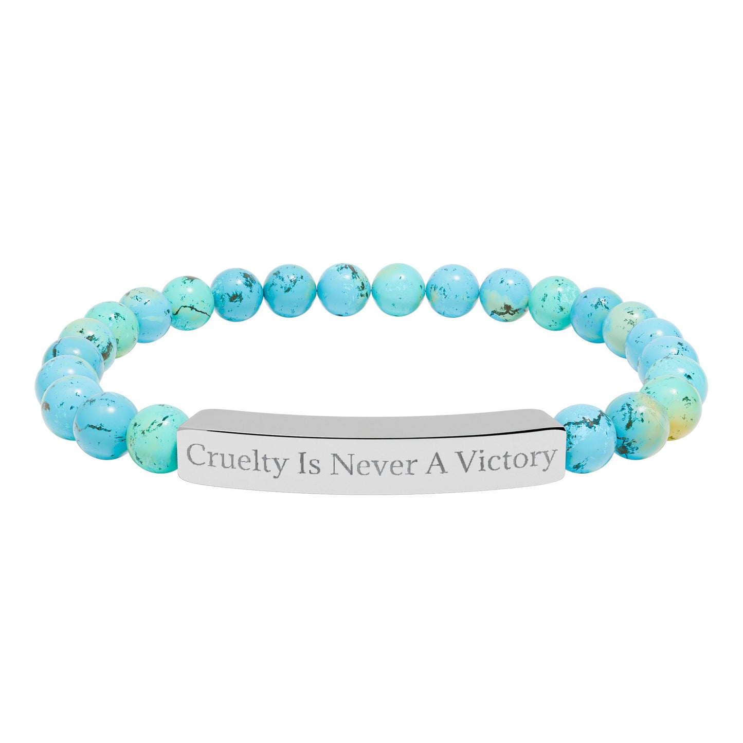 Cruelty Is Never A Victory - Natural Stone Stretch Bar Bracelet
