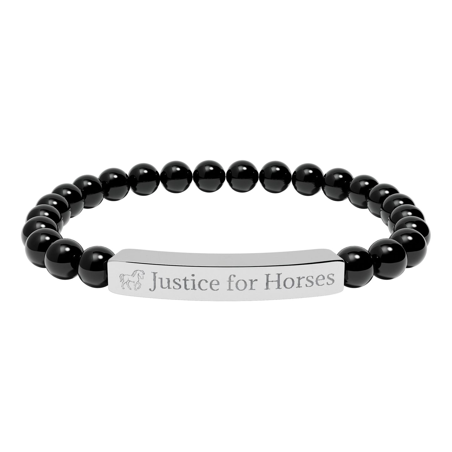 Justice For Horses - Natural Stone Stretch Bar Bracelet