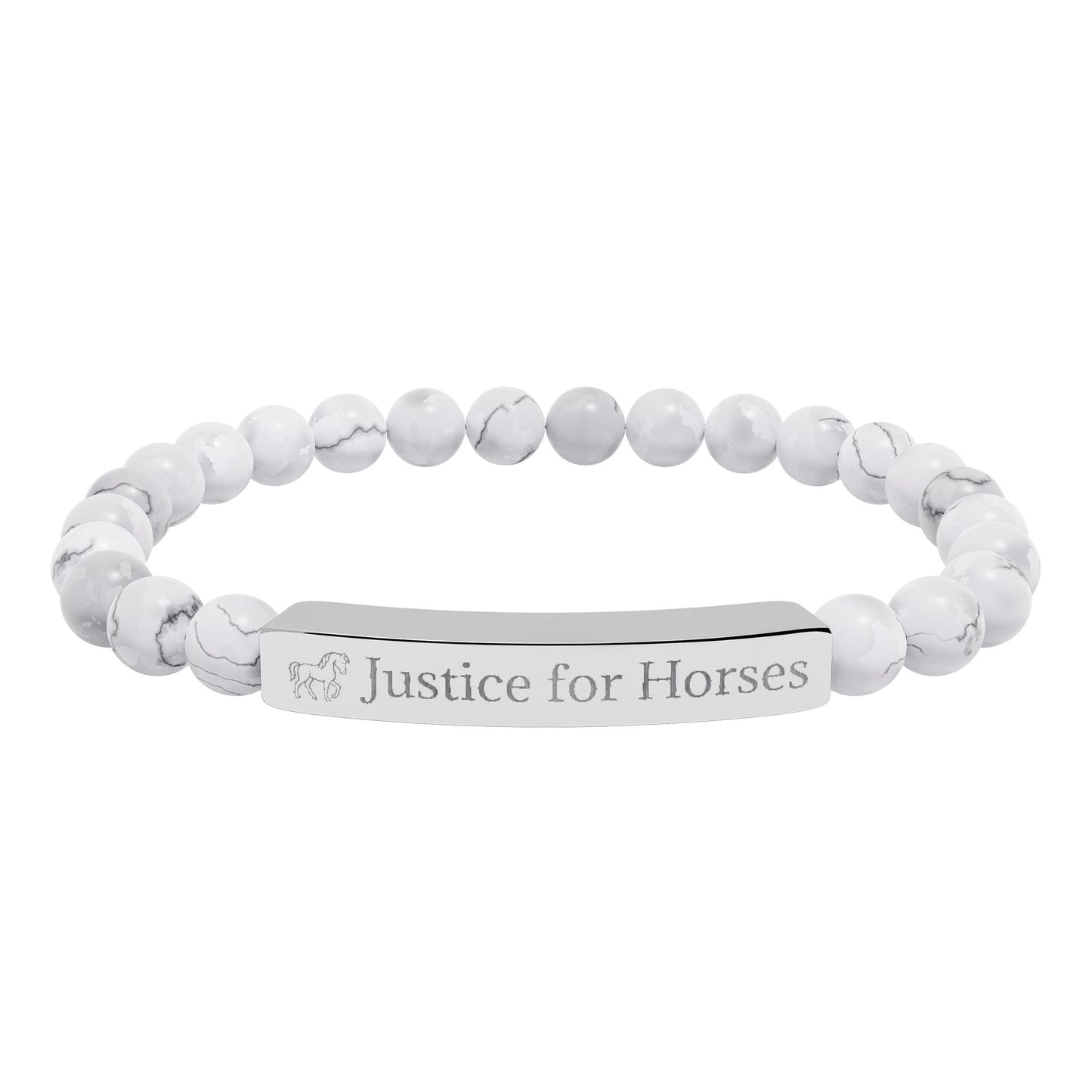 Justice For Horses - Natural Stone Stretch Bar Bracelet