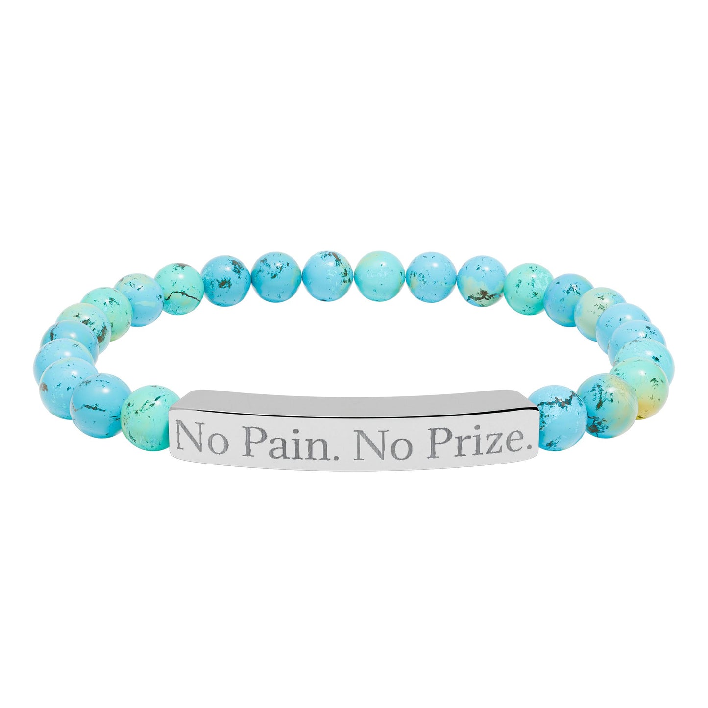 No Pain, No Prize - Natural Stone Stretch Bar Bracelet