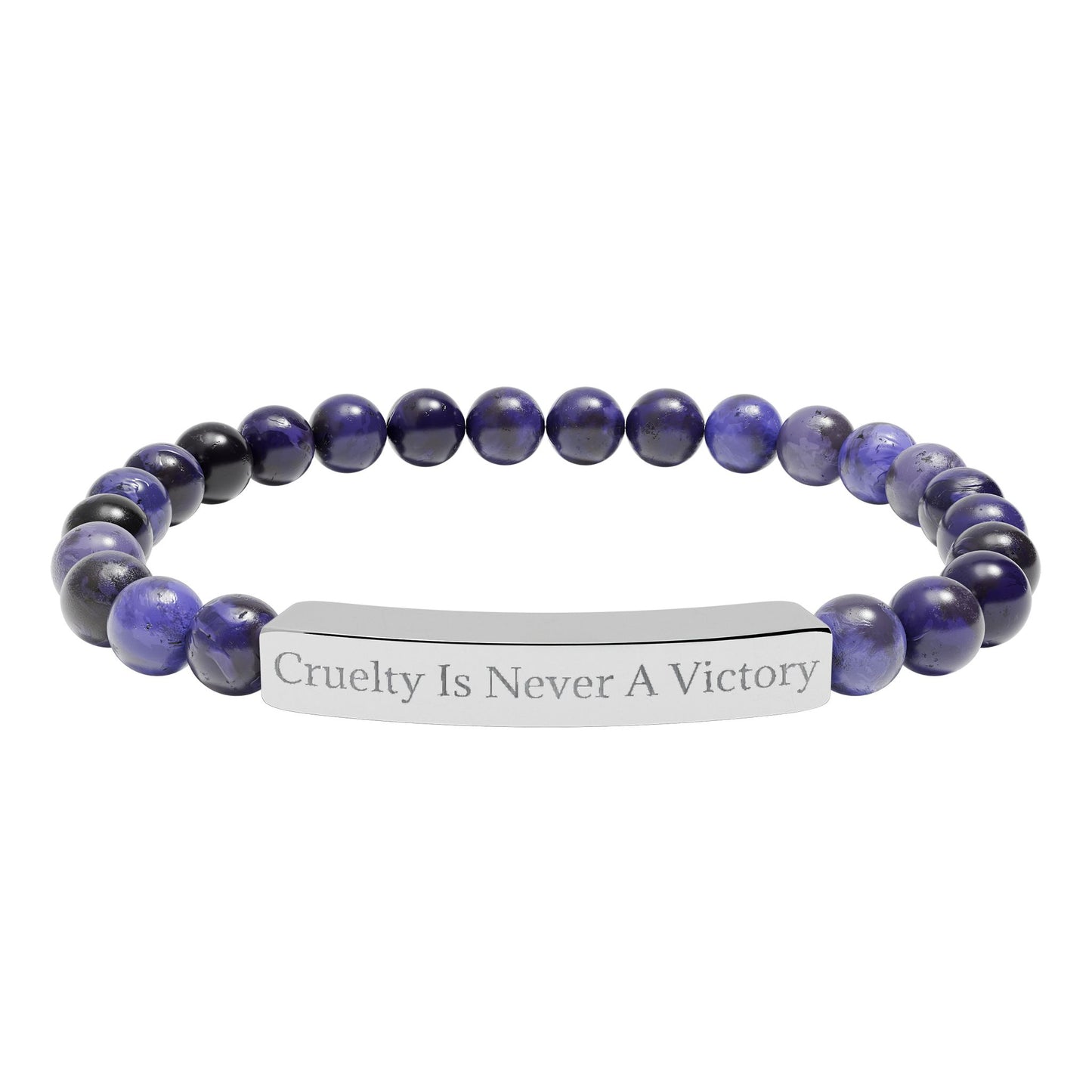 Cruelty Is Never A Victory - Natural Stone Stretch Bar Bracelet