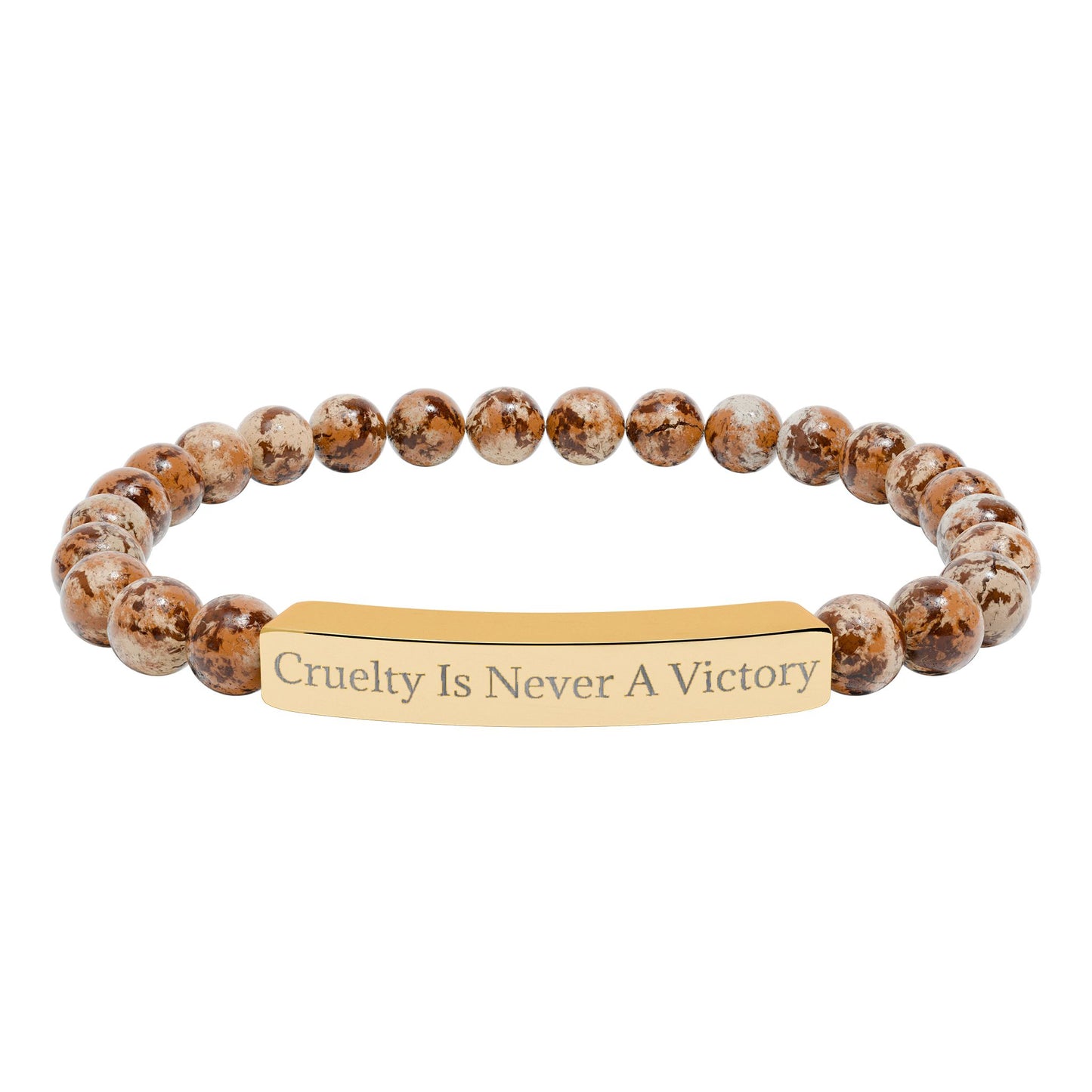 Cruelty Is Never A Victory - Natural Stone Stretch Bar Bracelet