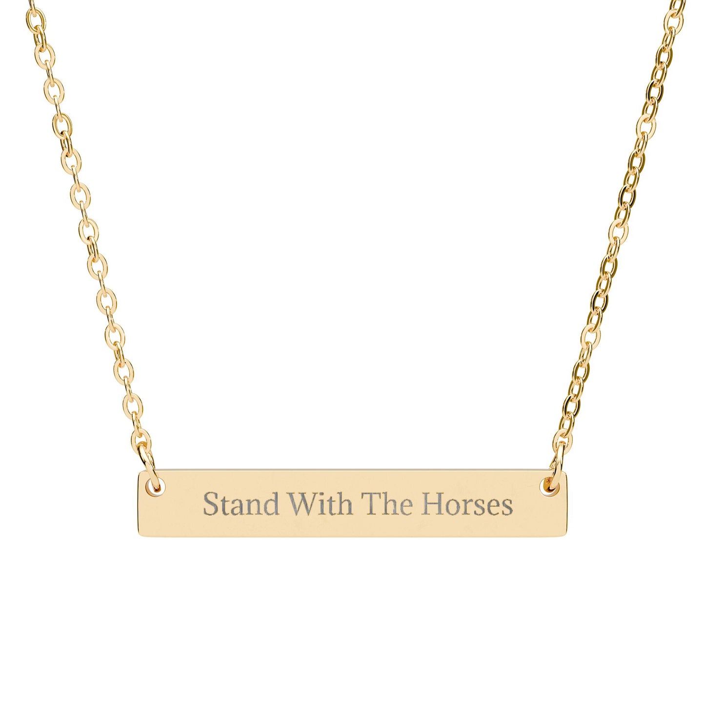 Stand With The Horses - Engraved Bar Necklace