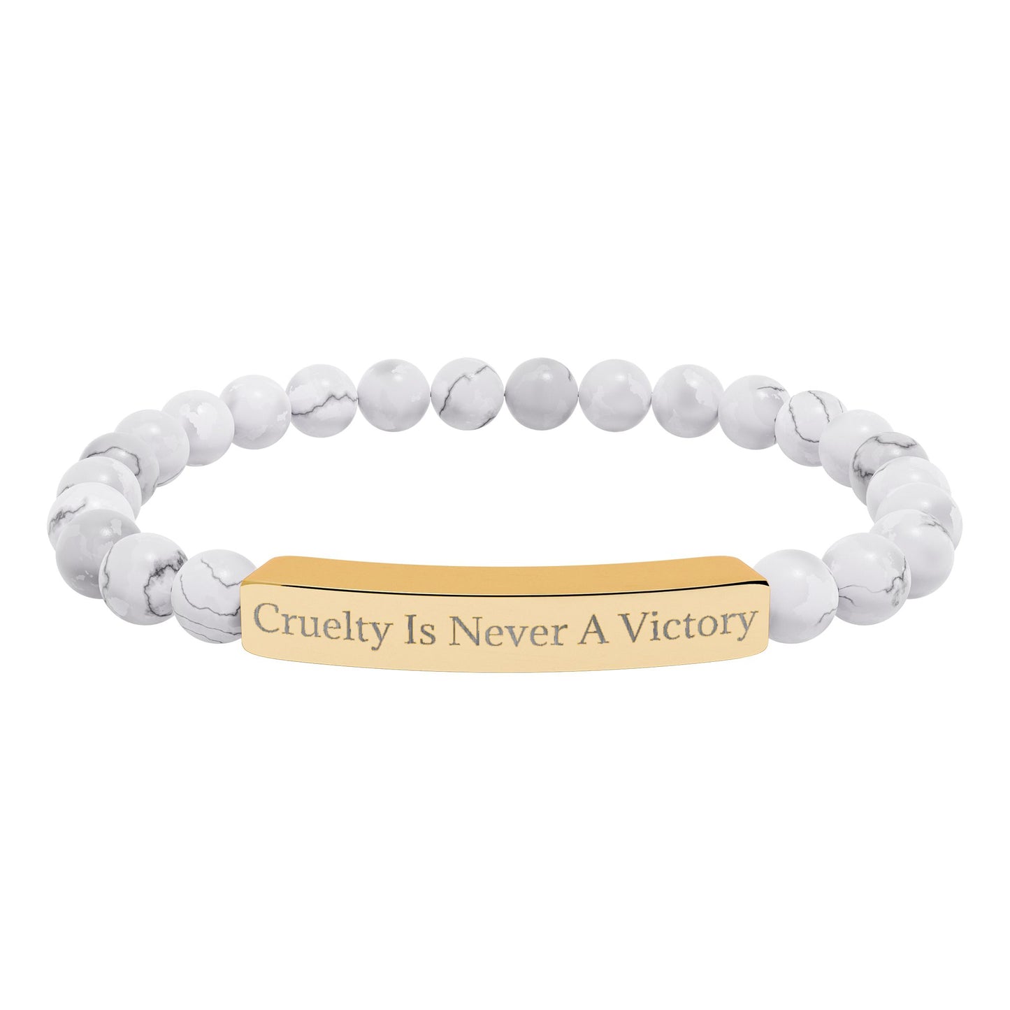 Cruelty Is Never A Victory - Natural Stone Stretch Bar Bracelet