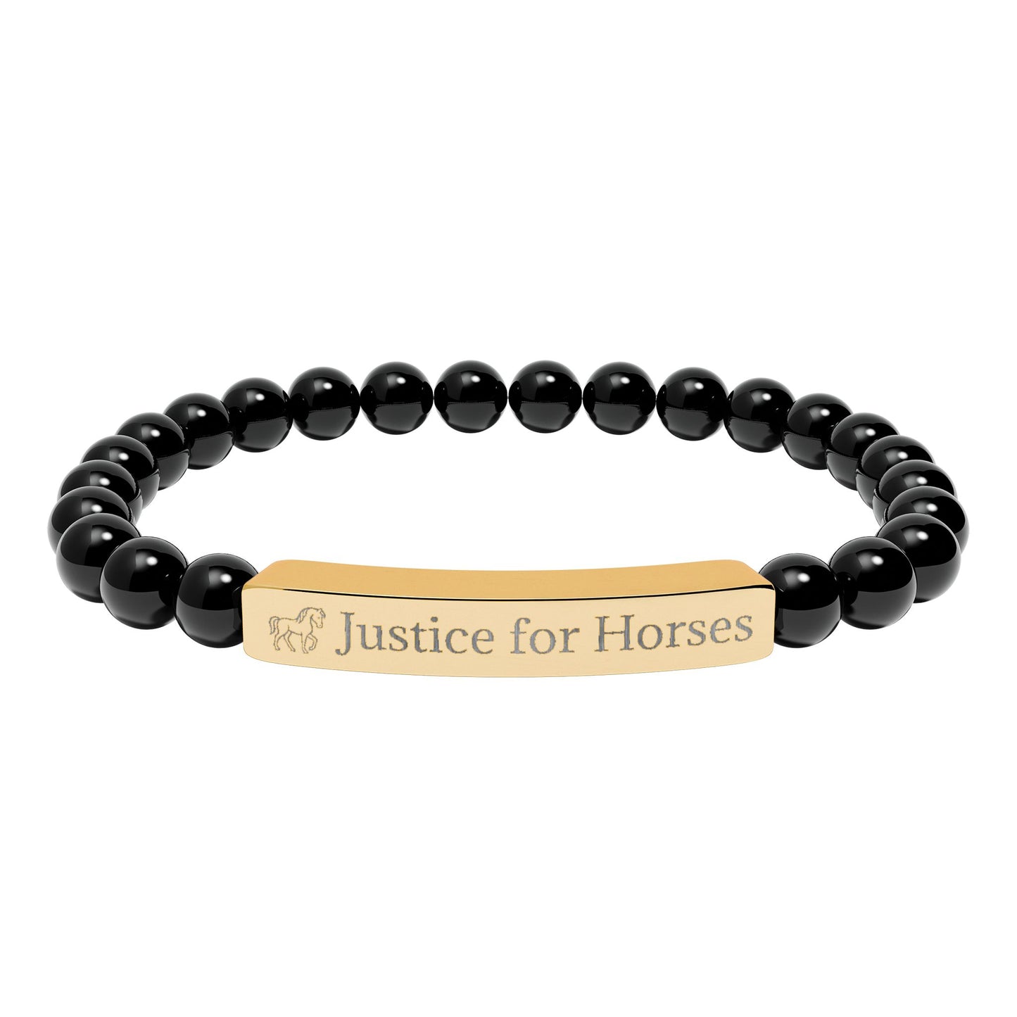 Justice For Horses - Natural Stone Stretch Bar Bracelet