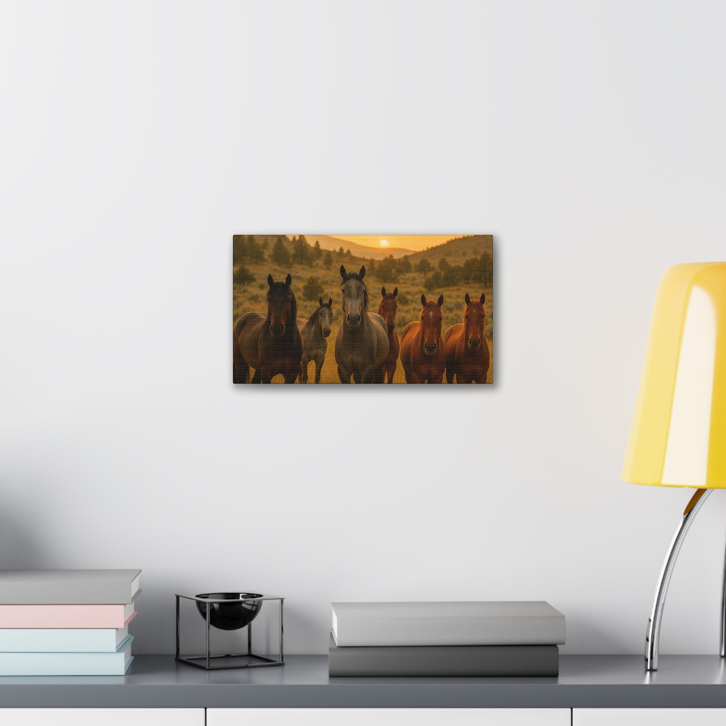 Sunset Guardians — Wild Herd Canvas Wall Art