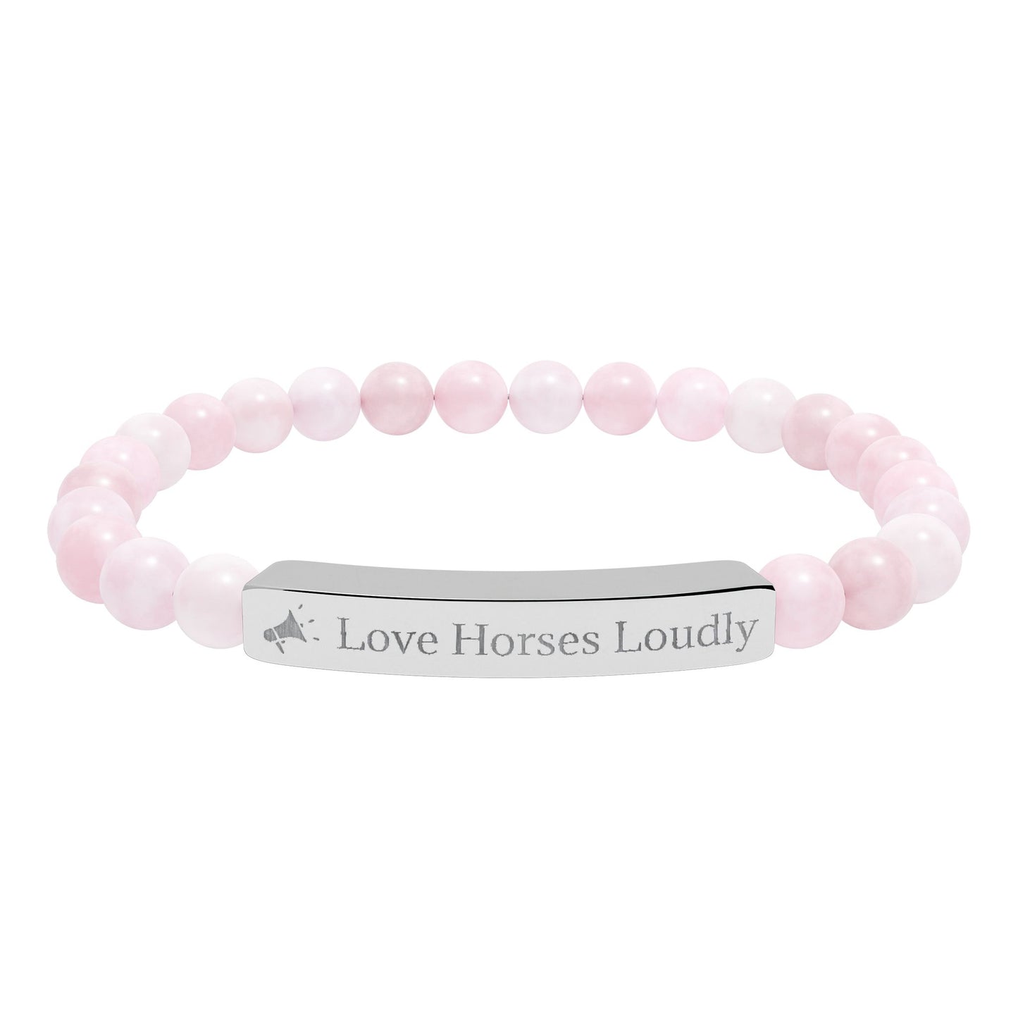 Love Horses Loudly - Natural Stone Bar Bracelet