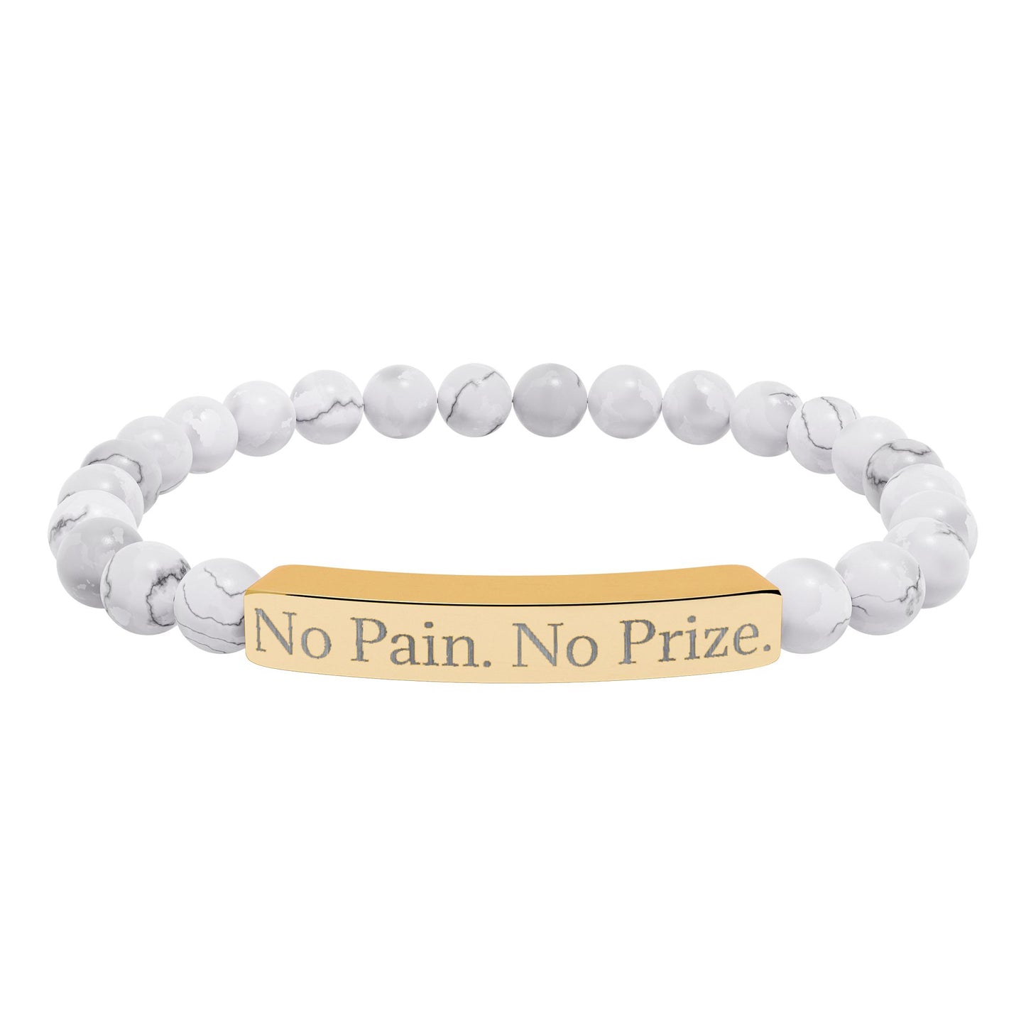 No Pain, No Prize - Natural Stone Stretch Bar Bracelet