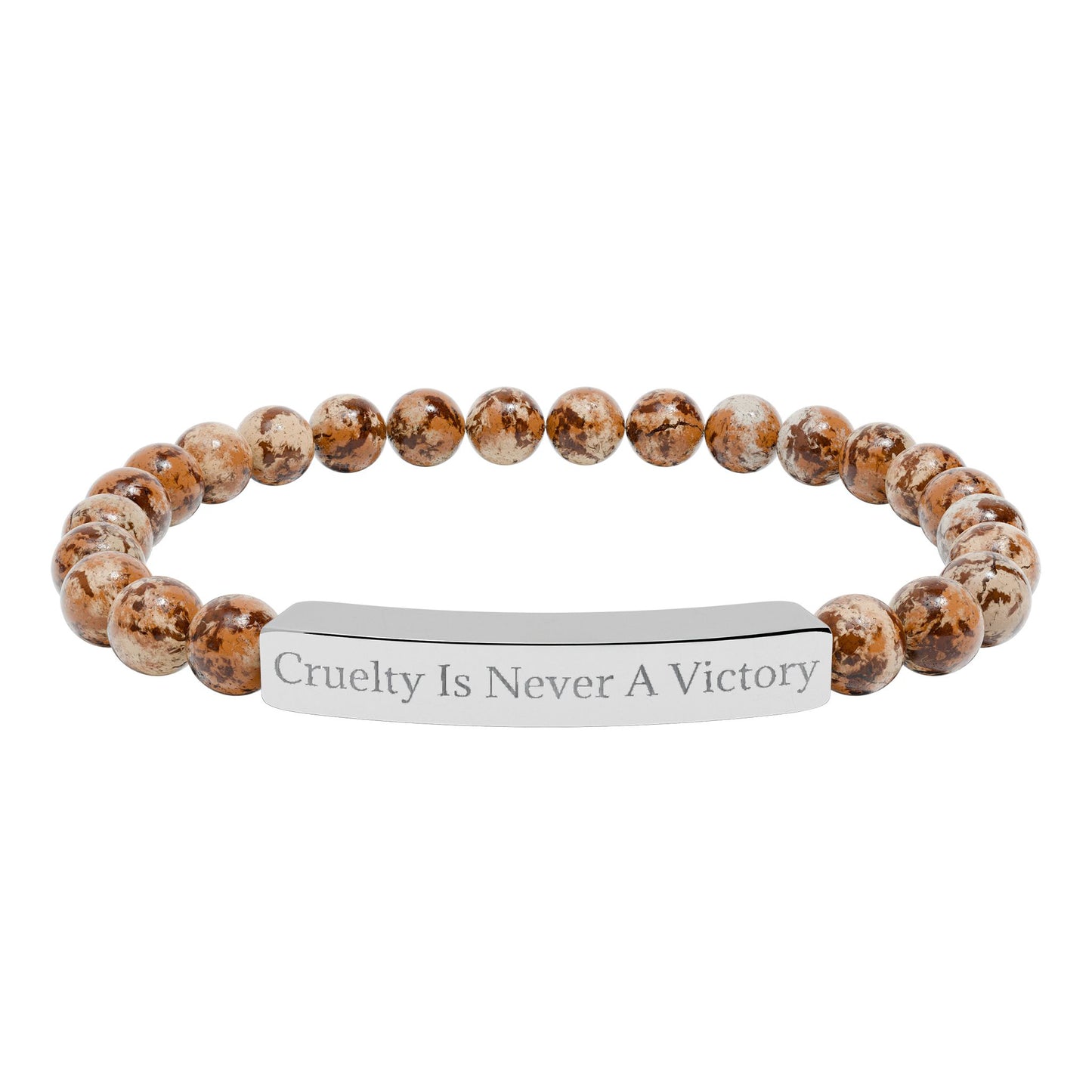 Cruelty Is Never A Victory - Natural Stone Stretch Bar Bracelet
