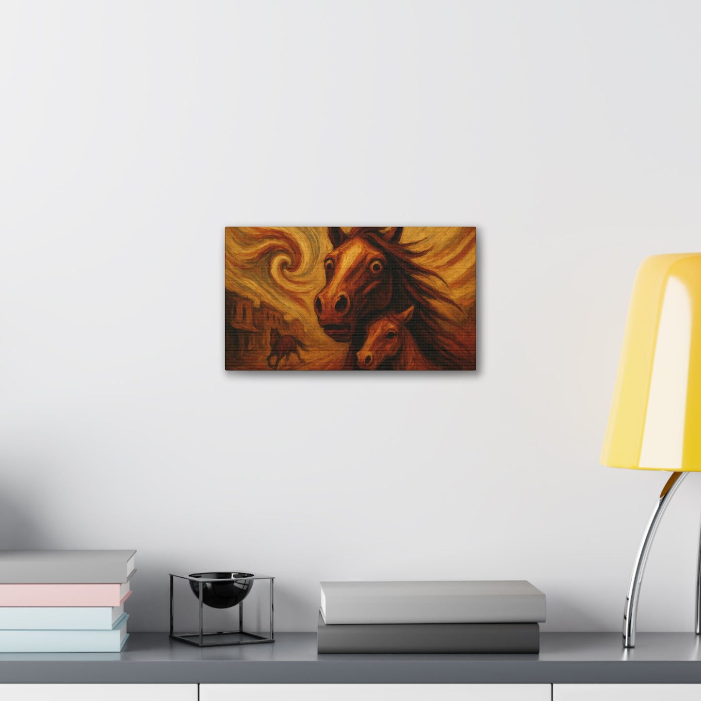 Desert Warning — Mare & Foal Canvas Wall Art