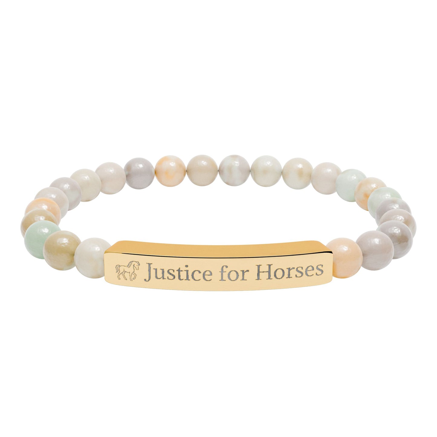 Justice For Horses - Natural Stone Stretch Bar Bracelet