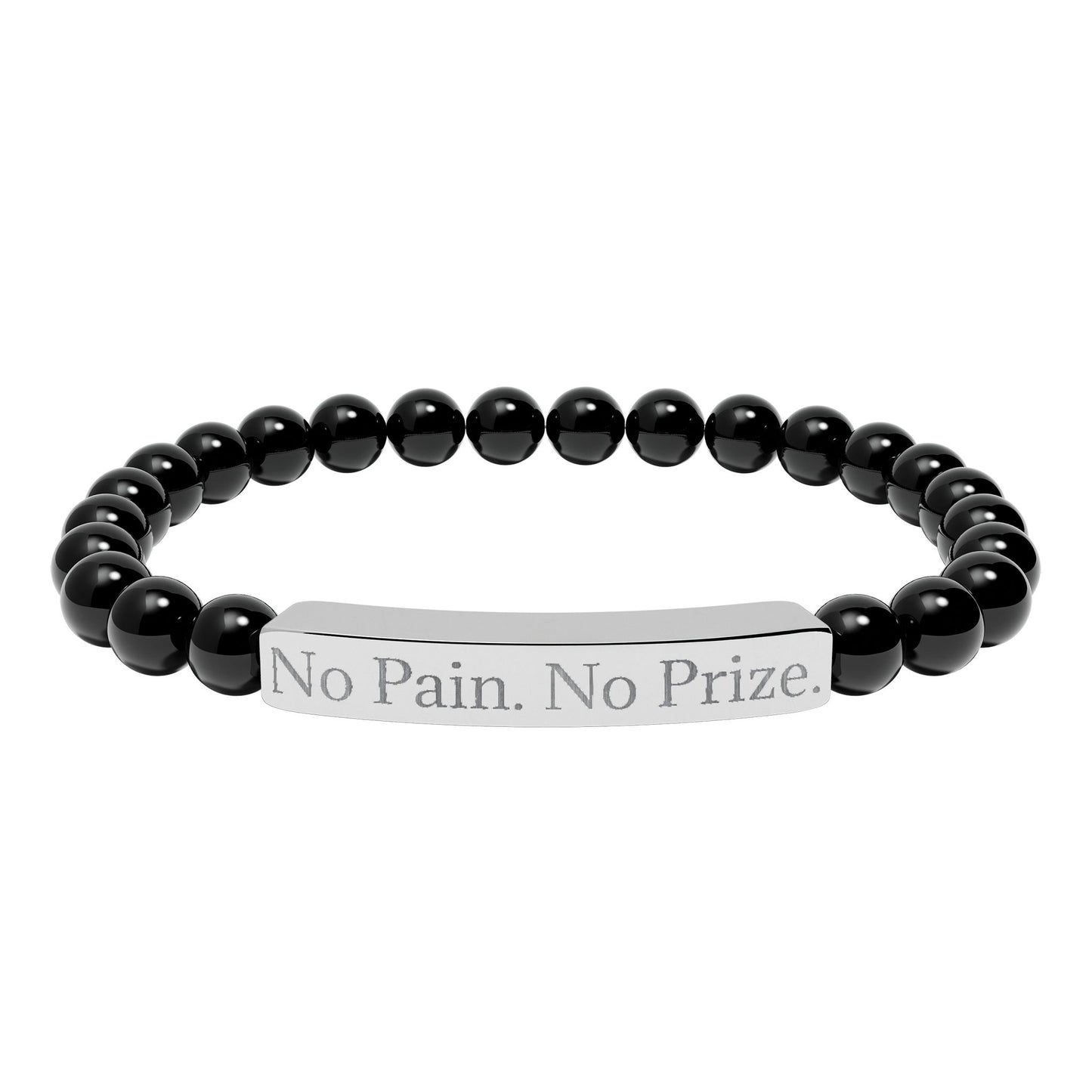 No Pain, No Prize - Natural Stone Stretch Bar Bracelet