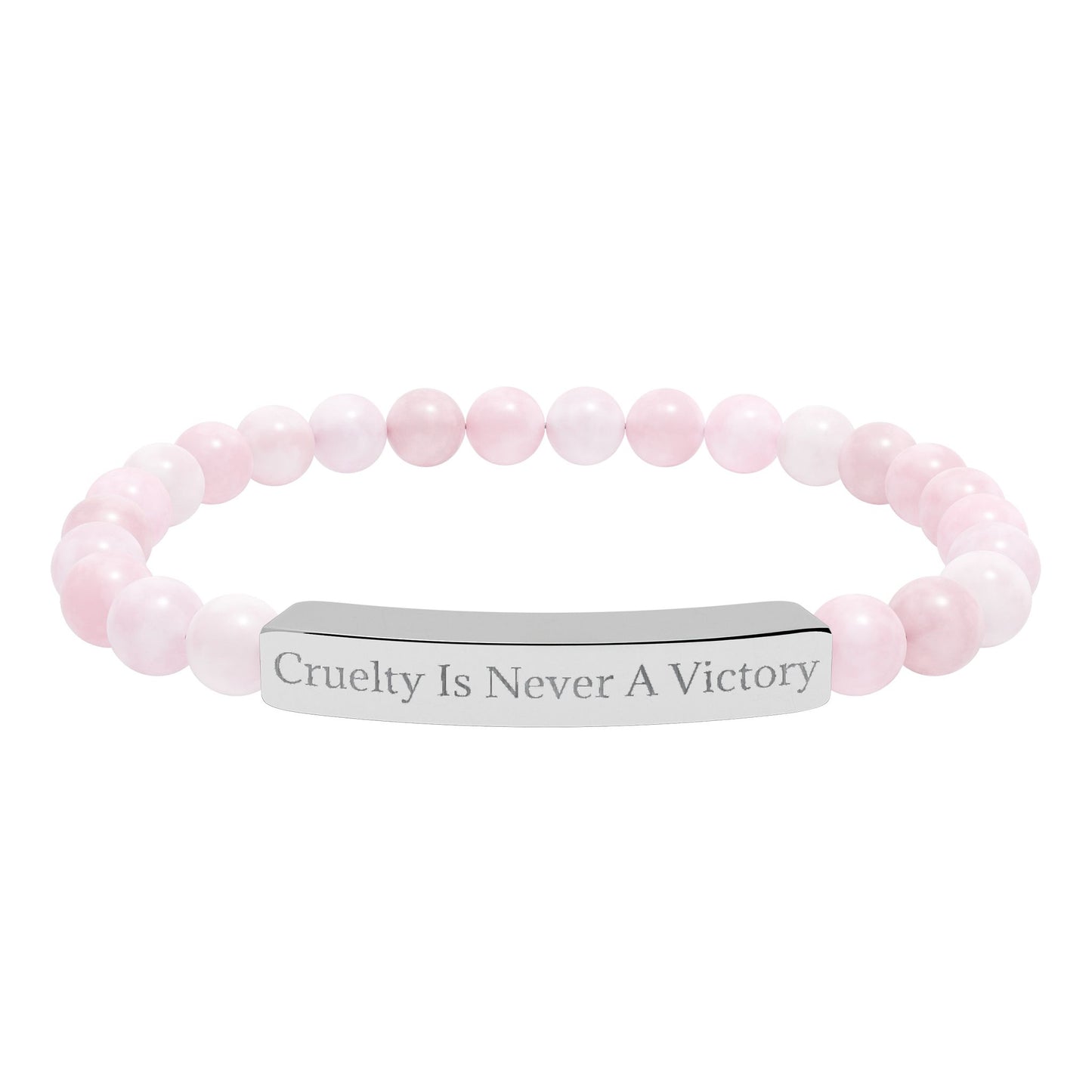 Cruelty Is Never A Victory - Natural Stone Stretch Bar Bracelet