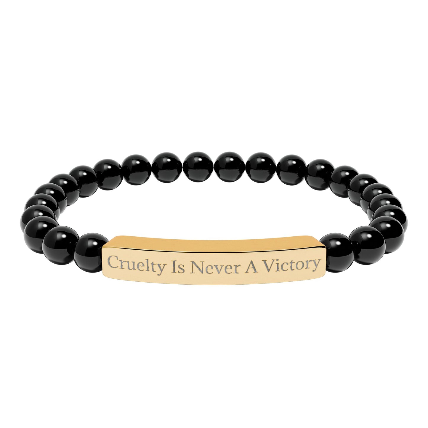 Cruelty Is Never A Victory - Natural Stone Stretch Bar Bracelet