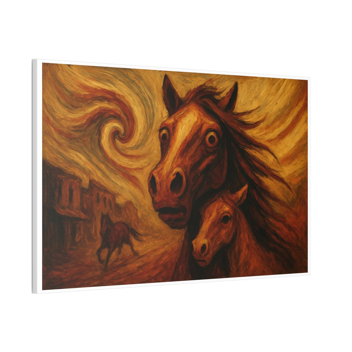 Desert Warning — Mare & Foal Canvas Wall Art