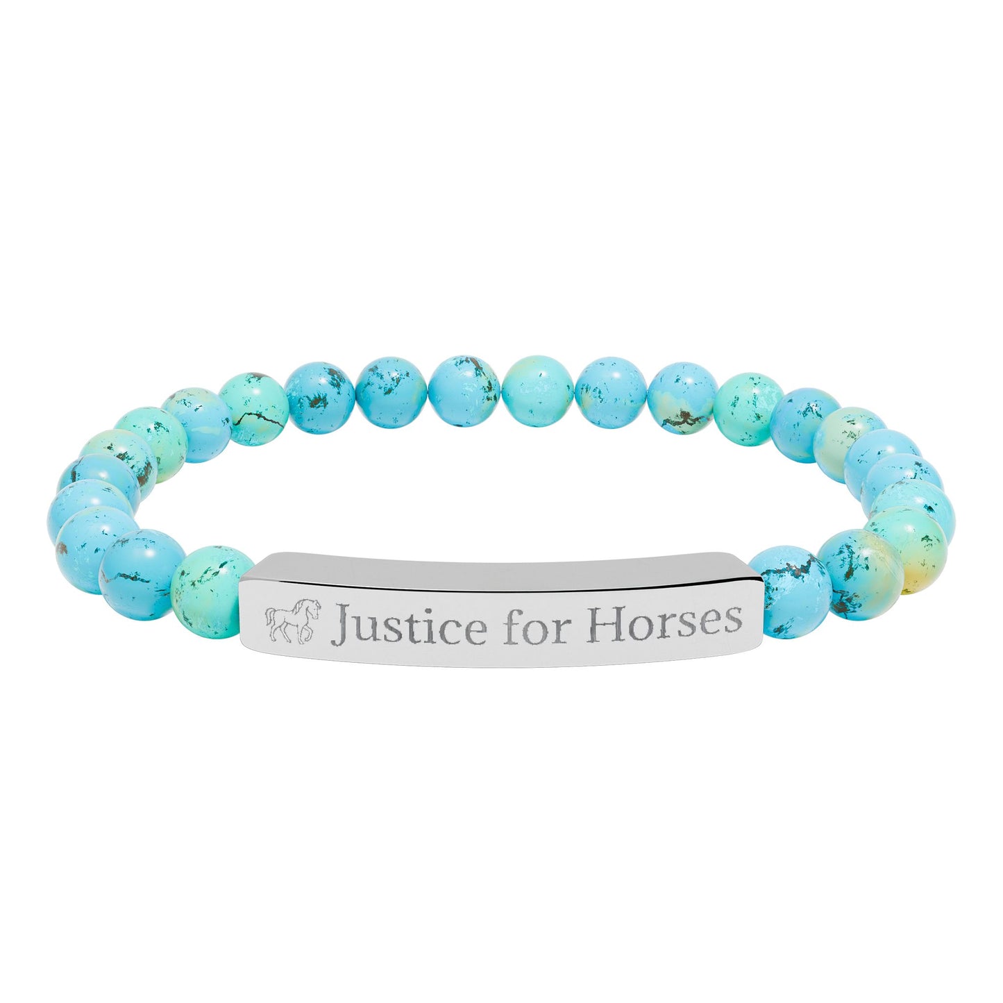 Justice For Horses - Natural Stone Stretch Bar Bracelet