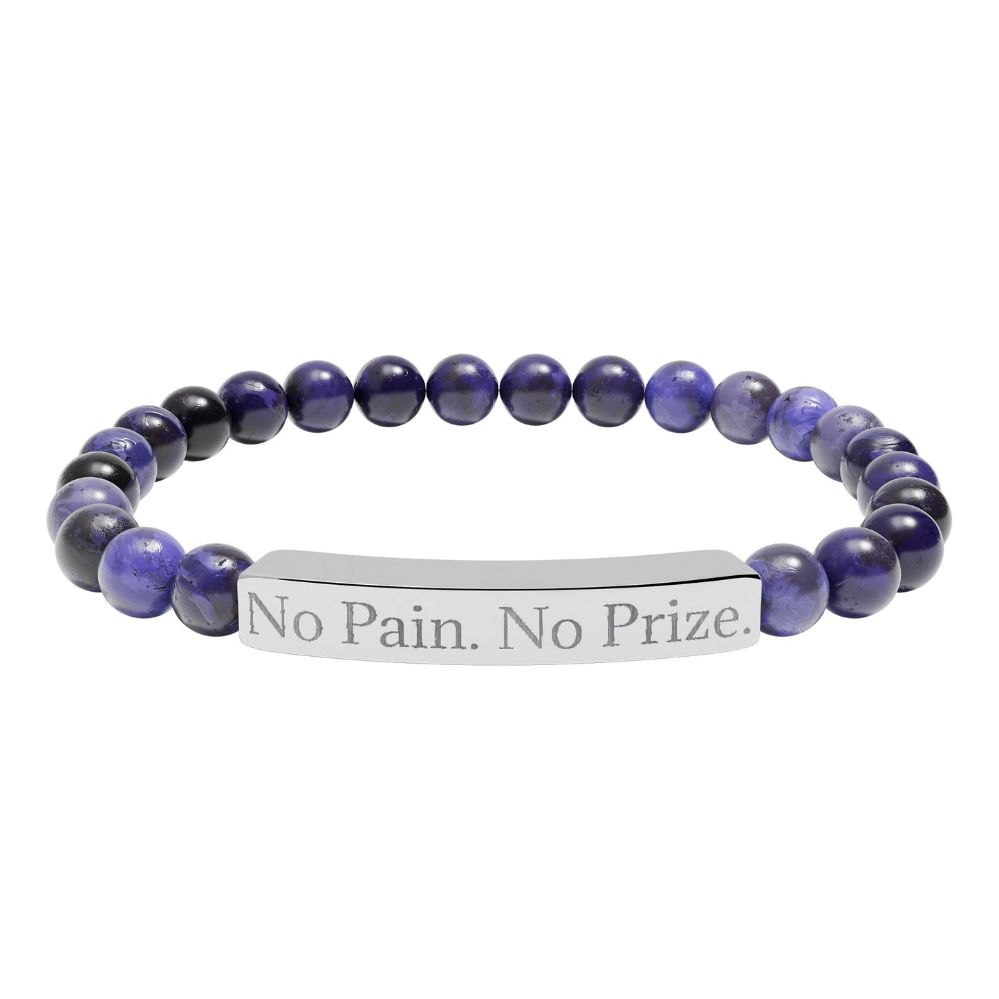 No Pain, No Prize - Natural Stone Stretch Bar Bracelet