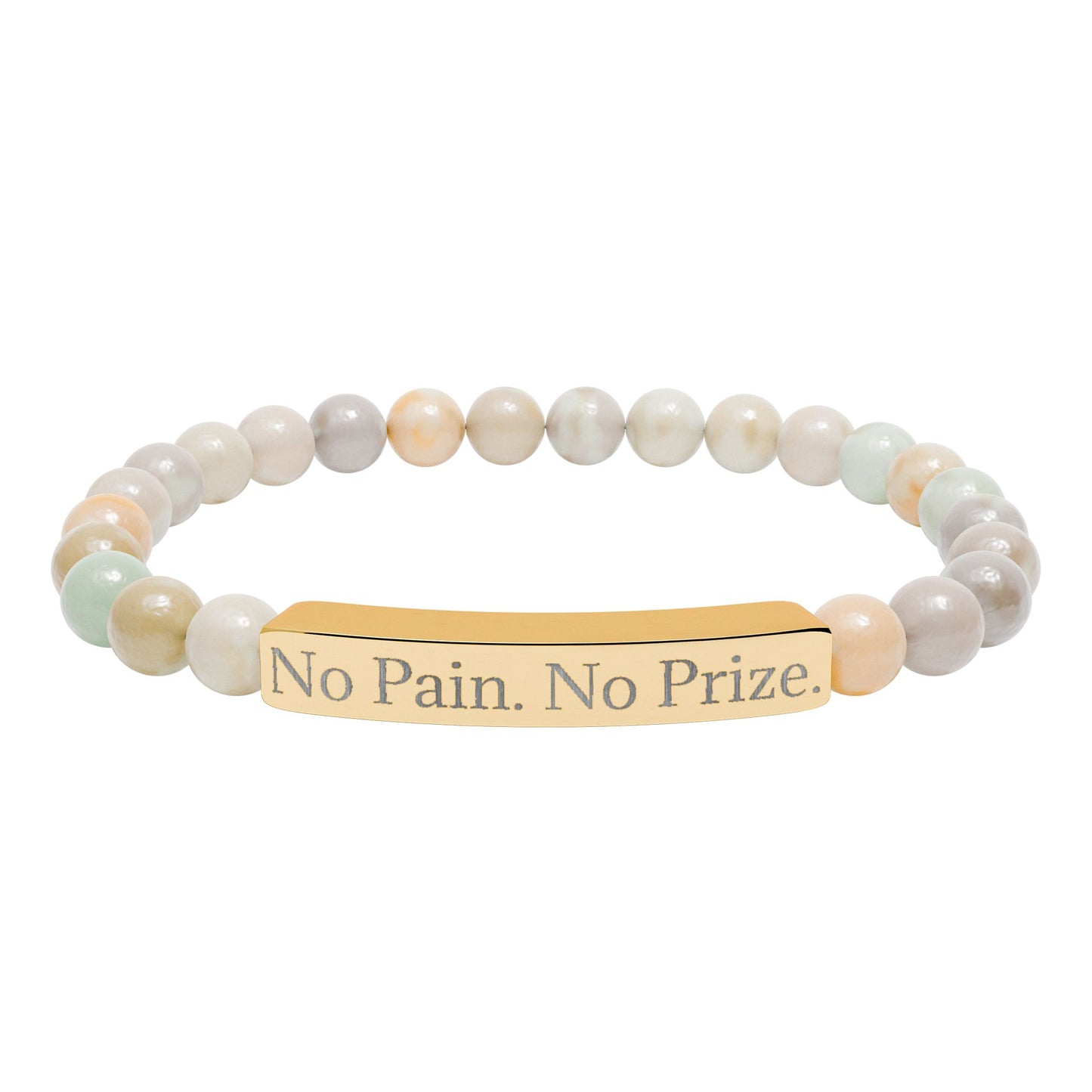 No Pain, No Prize - Natural Stone Stretch Bar Bracelet