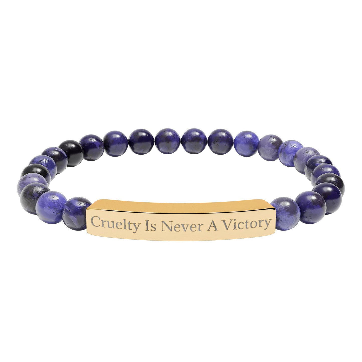 Cruelty Is Never A Victory - Natural Stone Stretch Bar Bracelet