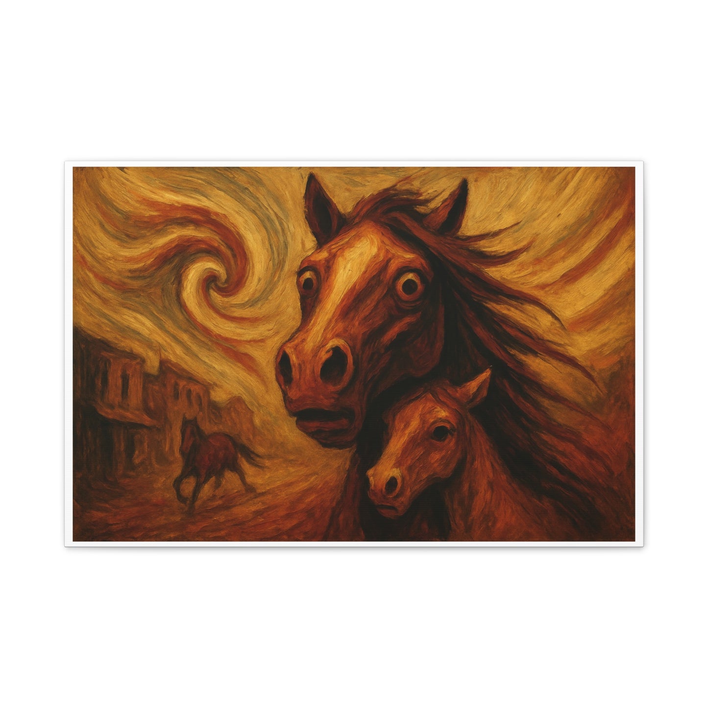 Desert Warning — Mare & Foal Canvas Wall Art