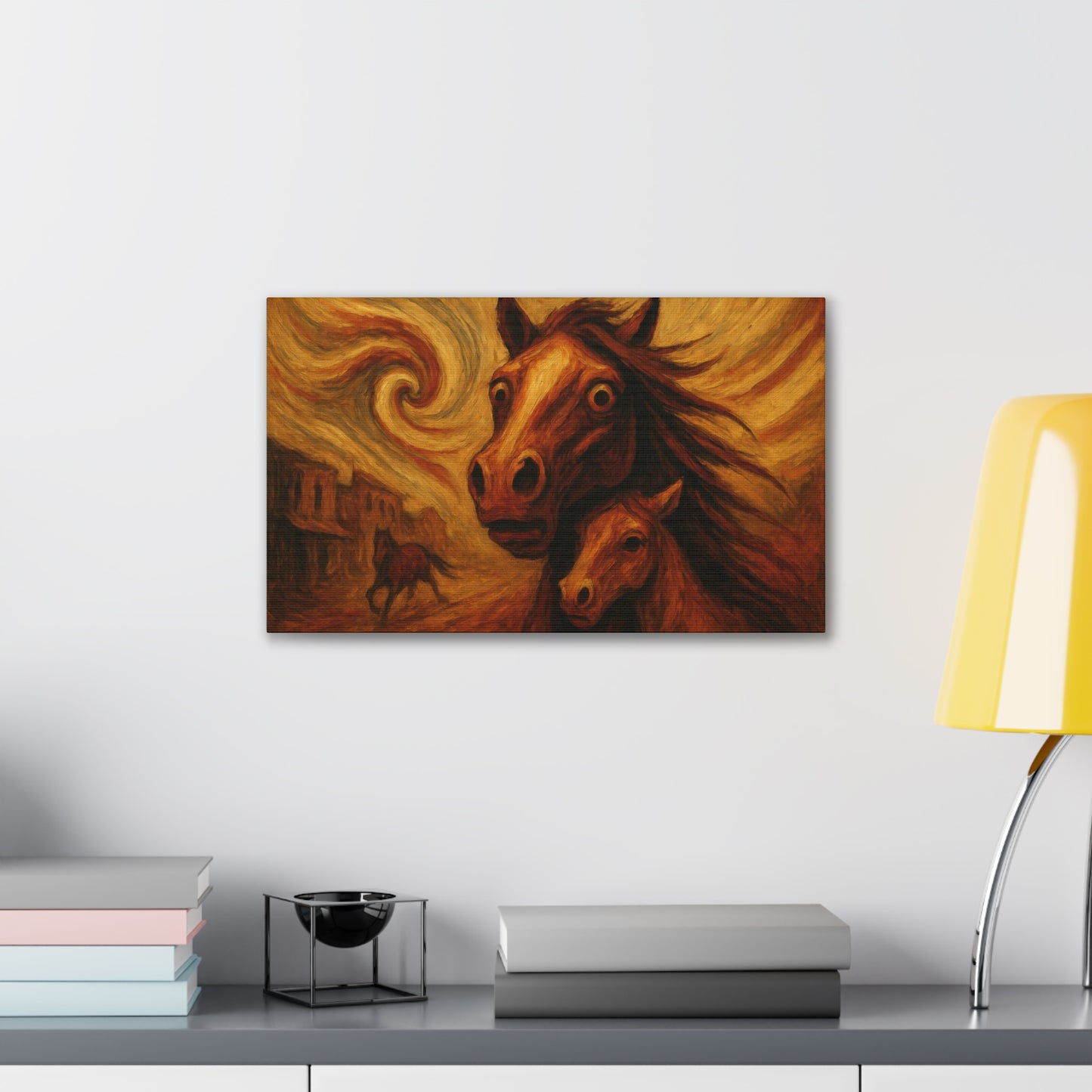 Desert Warning — Mare & Foal Canvas Wall Art