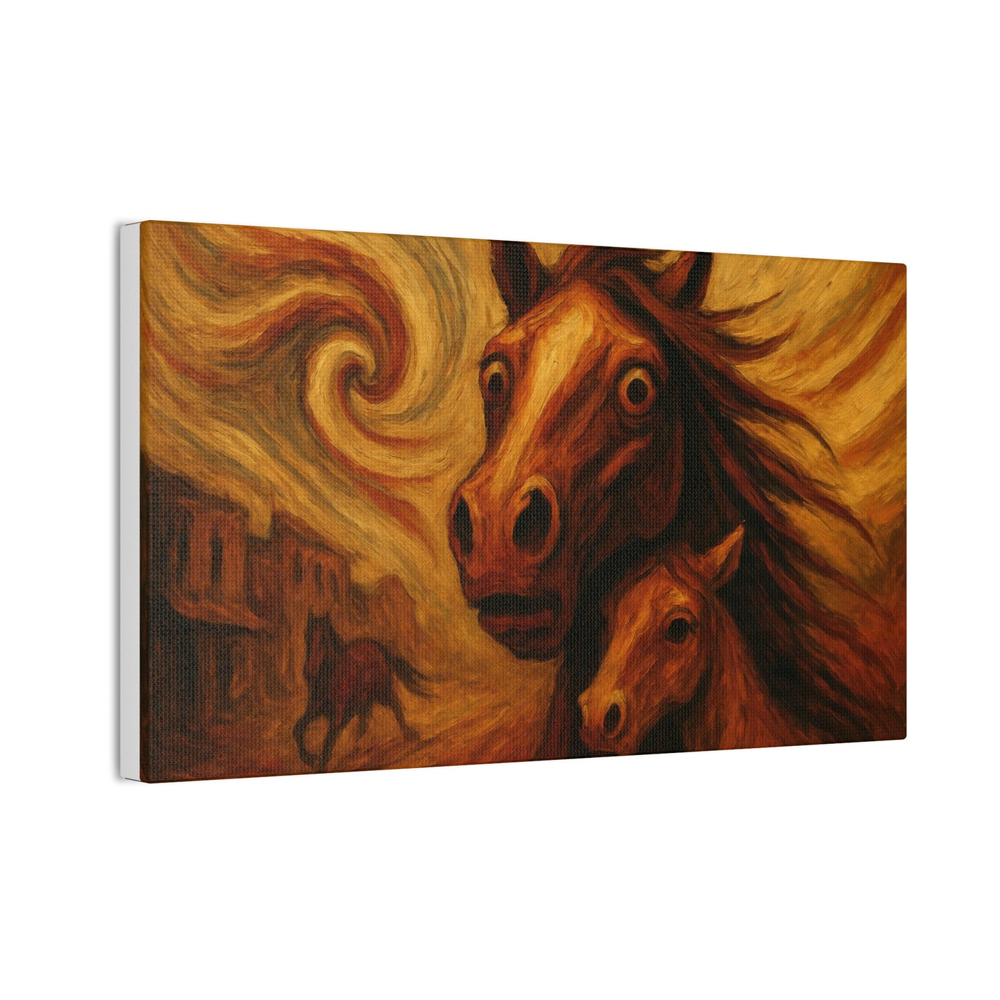 Desert Warning — Mare & Foal Canvas Wall Art