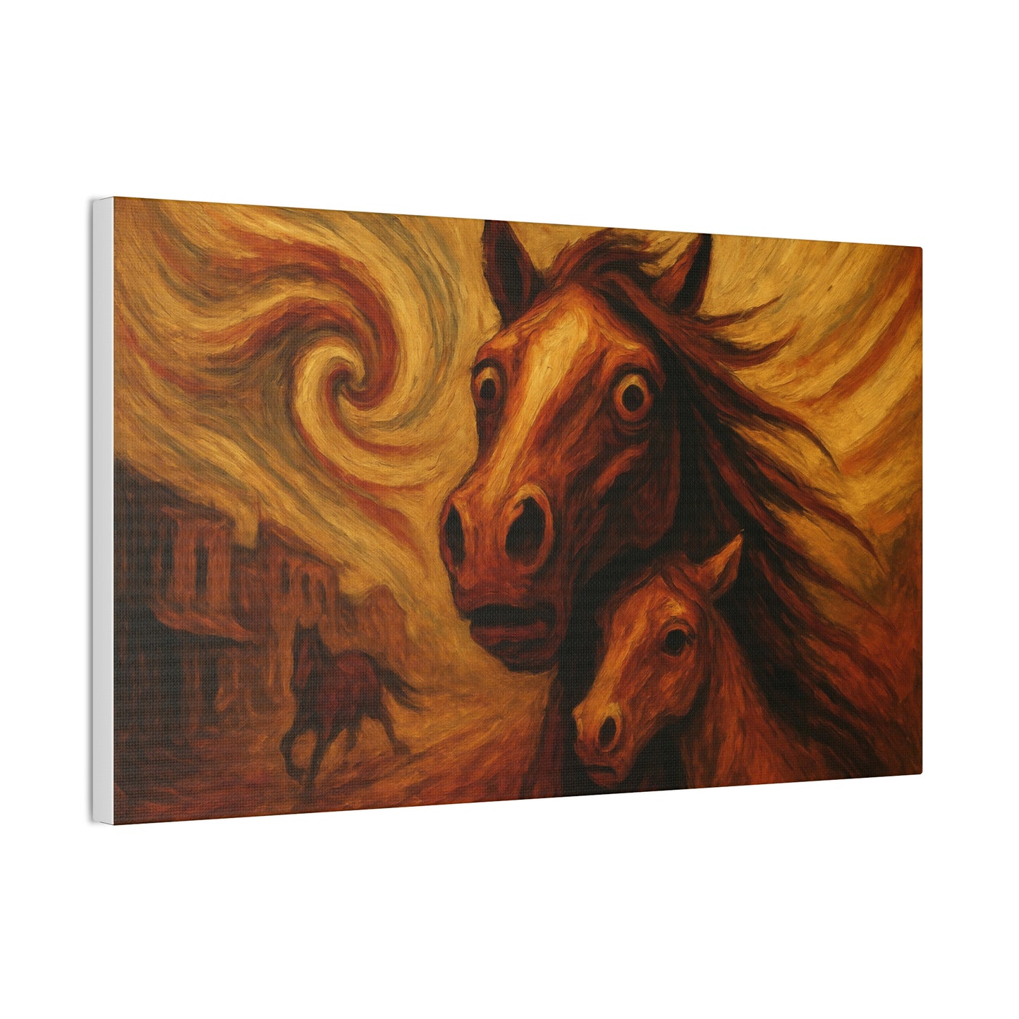 Desert Warning — Mare & Foal Canvas Wall Art