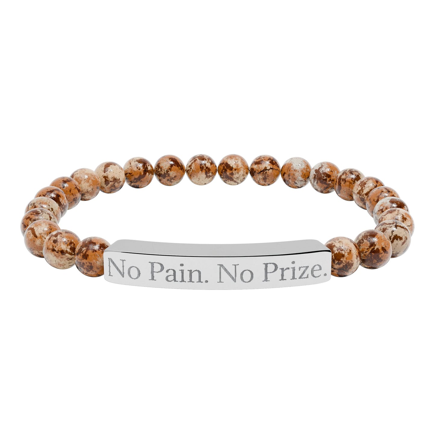 No Pain, No Prize - Natural Stone Stretch Bar Bracelet