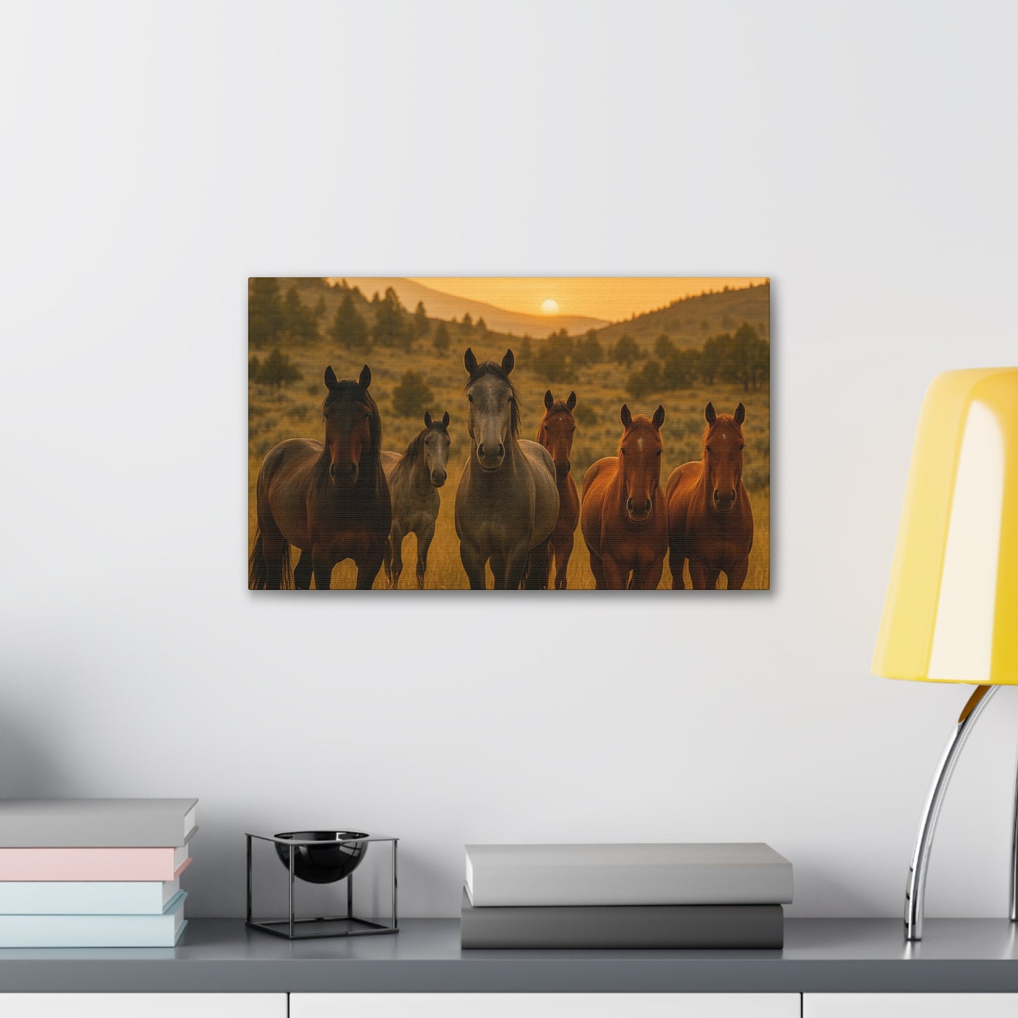 Sunset Guardians — Wild Herd Canvas Wall Art