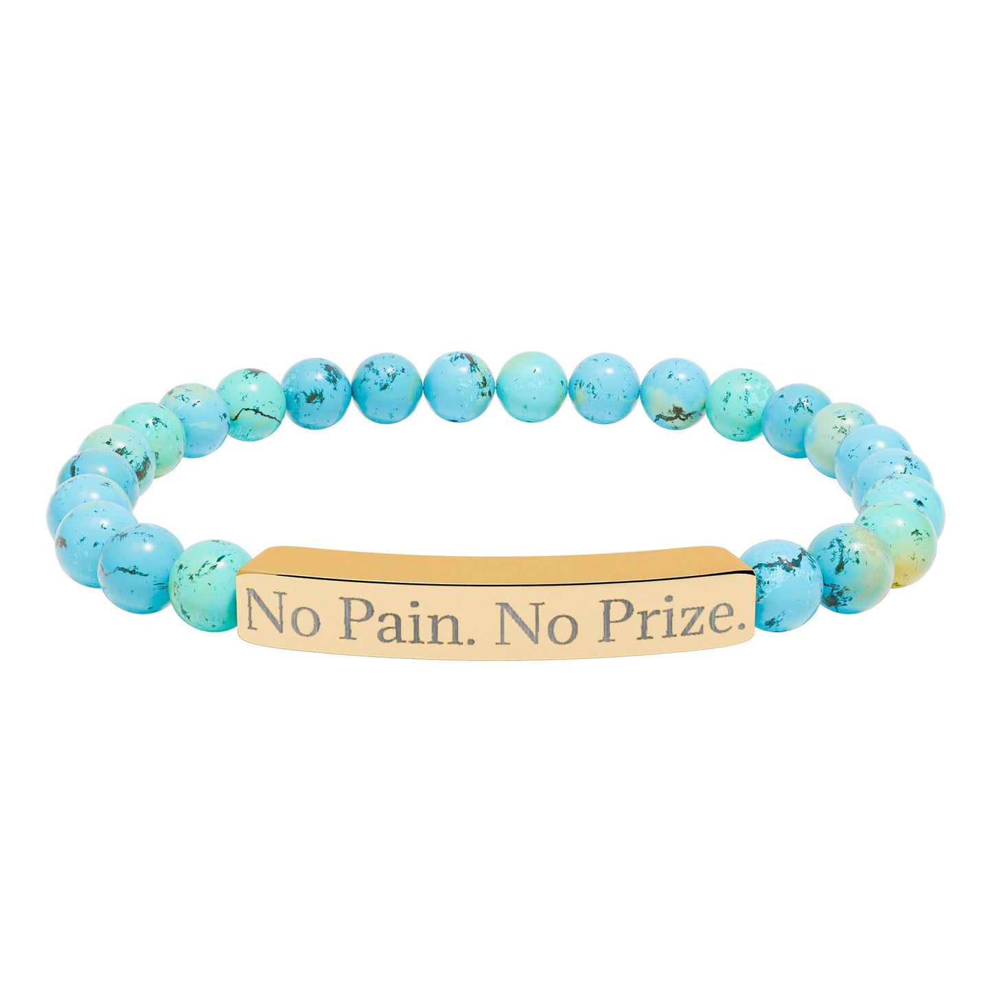 No Pain, No Prize - Natural Stone Stretch Bar Bracelet