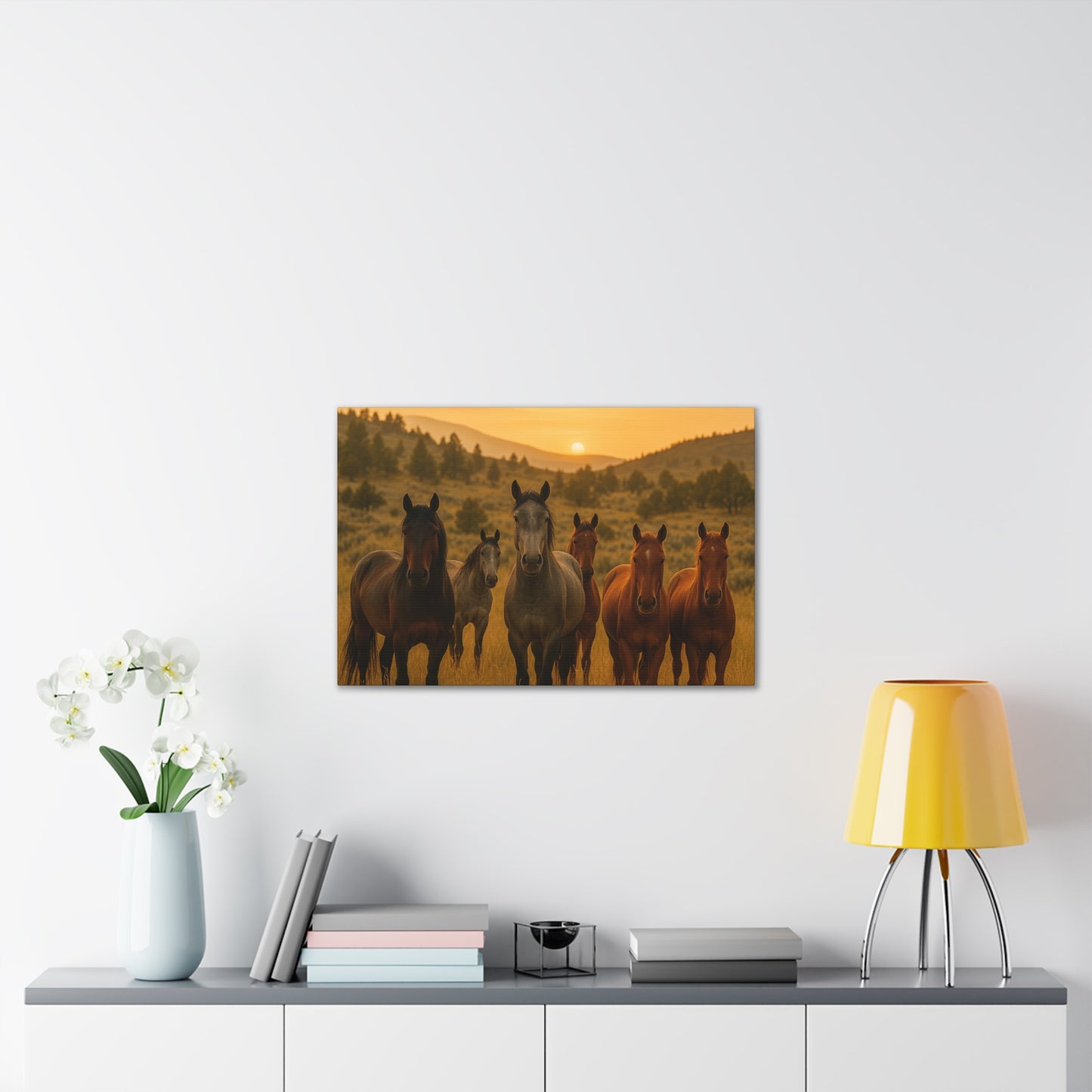 Sunset Guardians — Wild Herd Canvas Wall Art