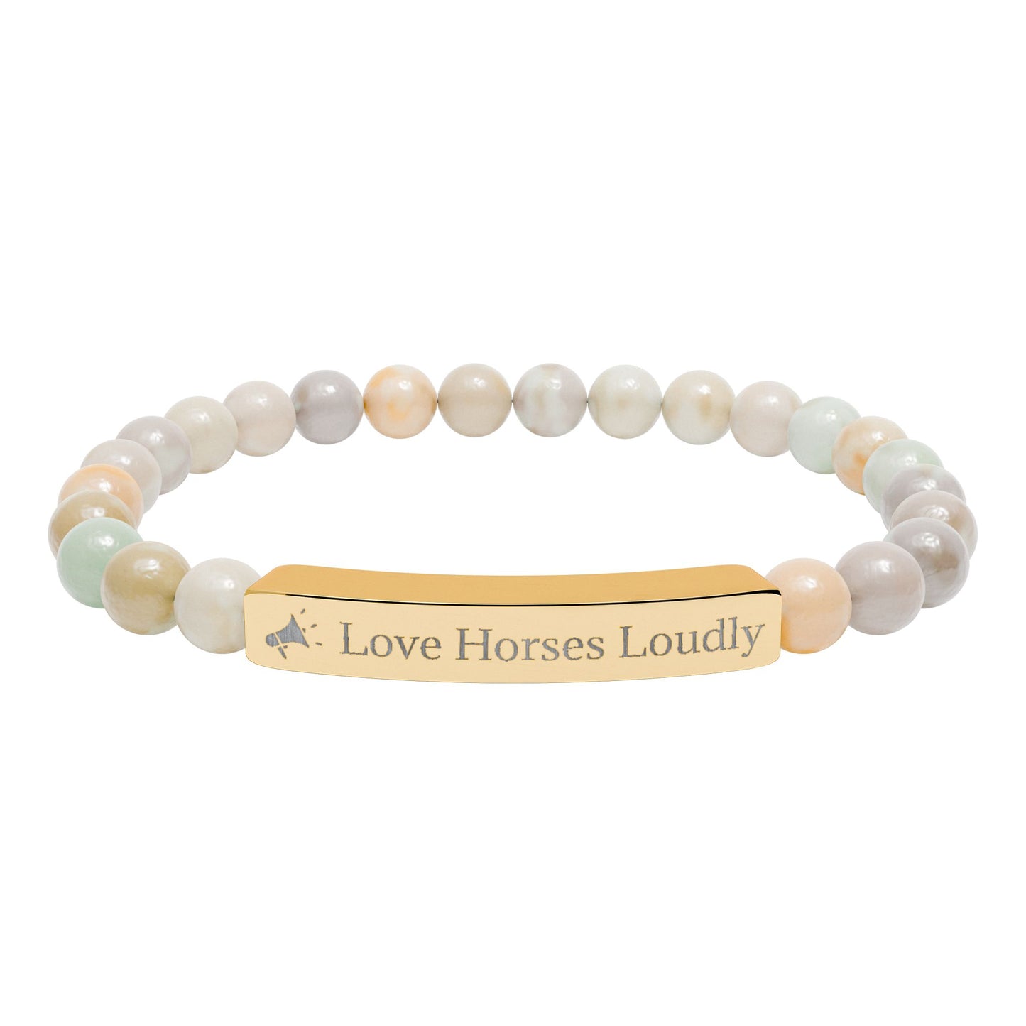 Love Horses Loudly - Natural Stone Bar Bracelet