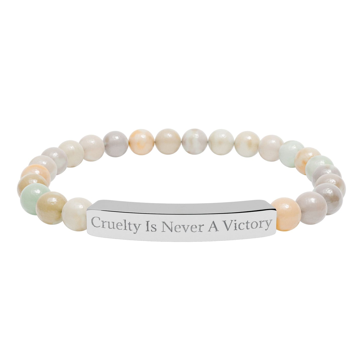 Cruelty Is Never A Victory - Natural Stone Stretch Bar Bracelet