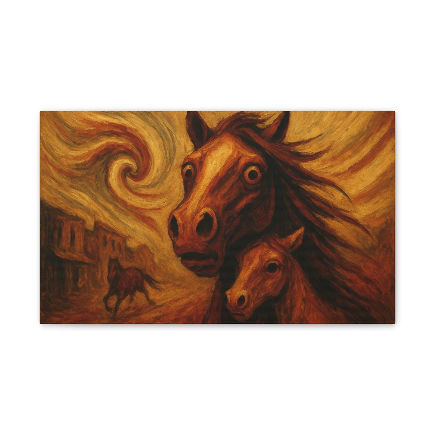 Desert Warning — Mare & Foal Canvas Wall Art