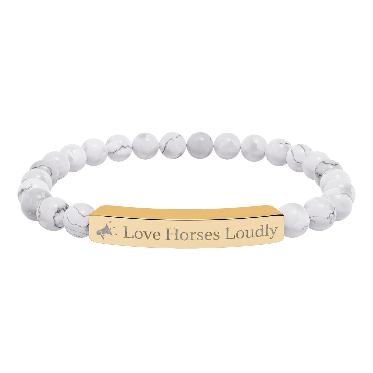 Love Horses Loudly - Natural Stone Bar Bracelet