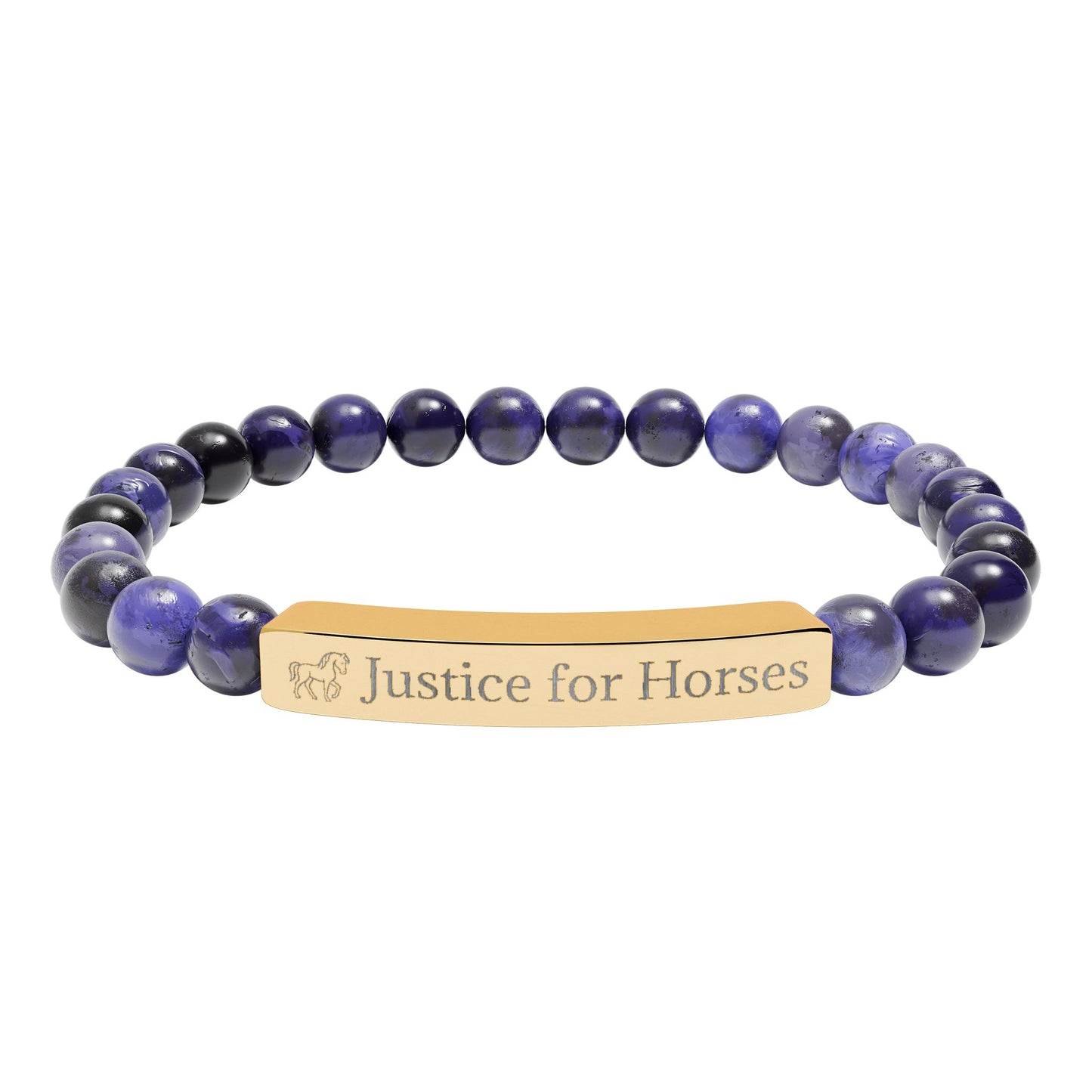Justice For Horses - Natural Stone Stretch Bar Bracelet