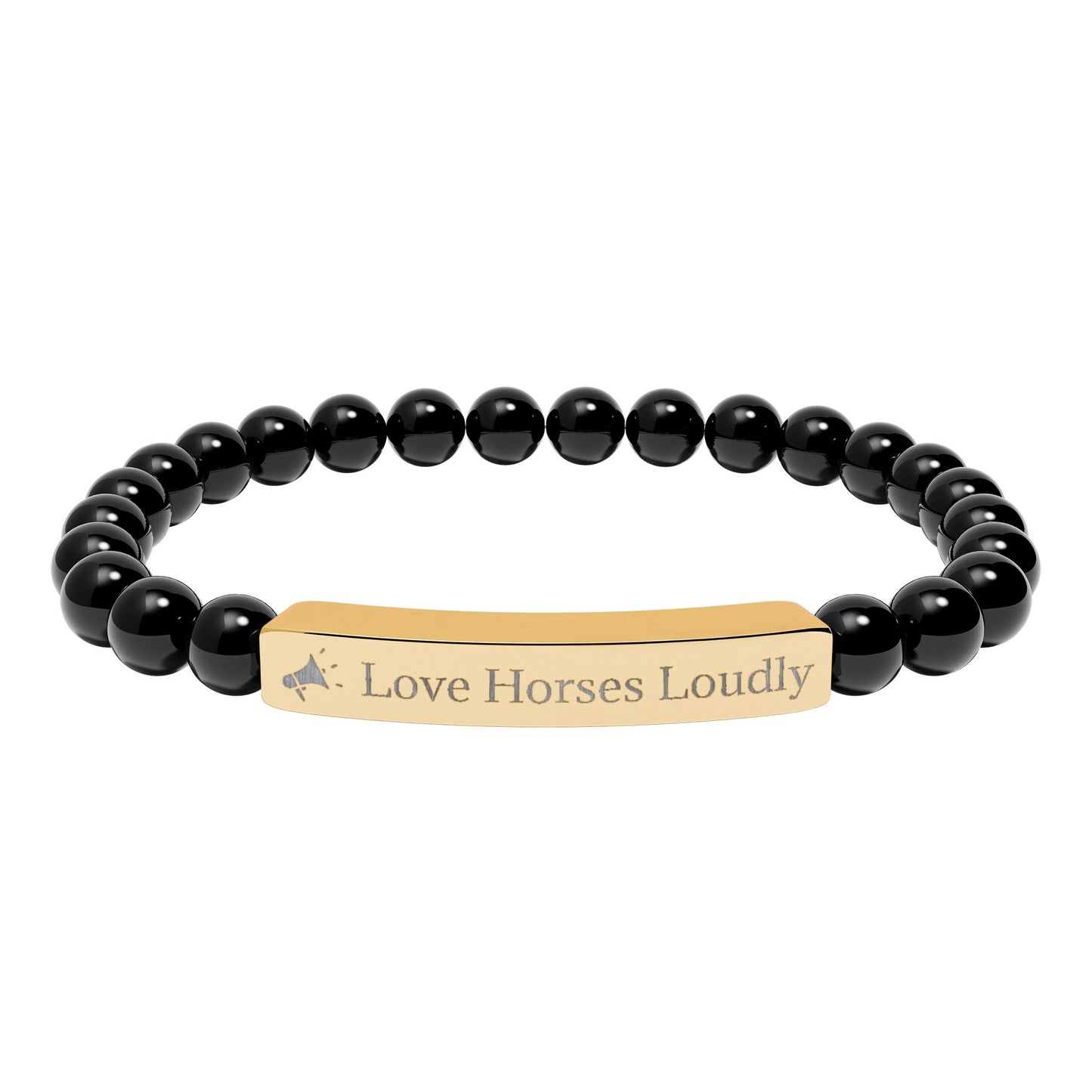 Love Horses Loudly - Natural Stone Bar Bracelet