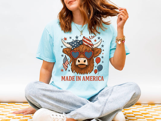 Highland Cow 4th of July Shirt