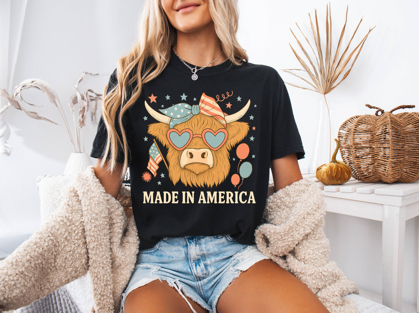 Highland Cow 4th of July Shirt